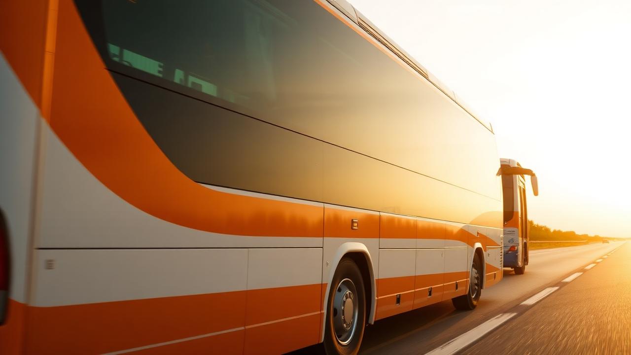 Tahmeed Express coach on the highway